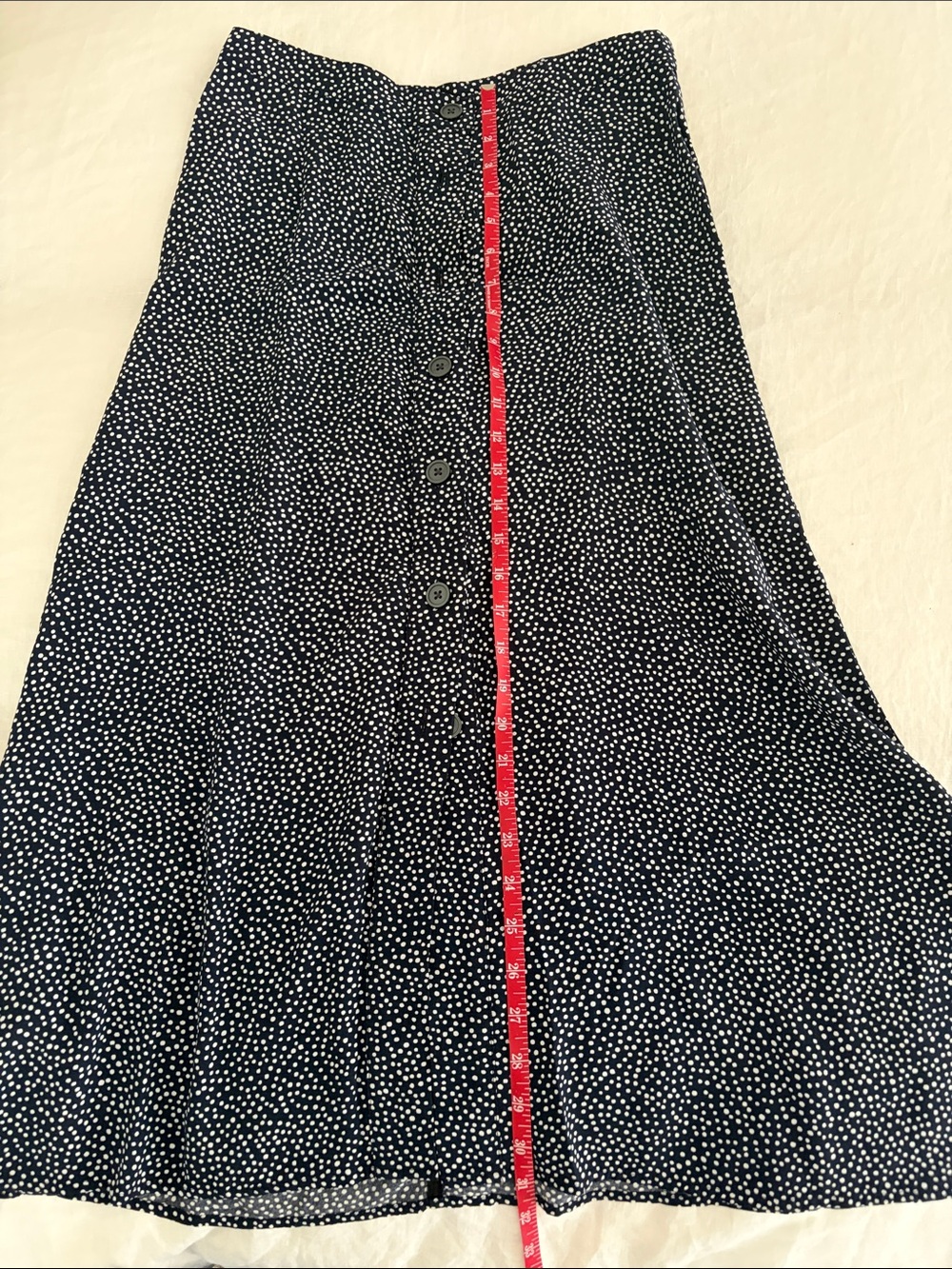 Gap Navy Polka Dot Midi Skirt with Button-Front Detail